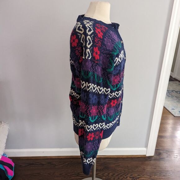 Vintage Women's Heart Cardigan and Heart Buttons Small Oversized 1980s - Picture 6 of 7